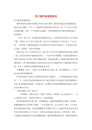 男子婚外情调查报告