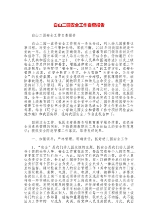 白山二园安全工作自查报告