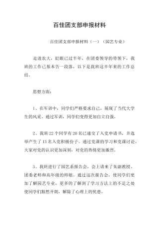 百佳团支部申报材料