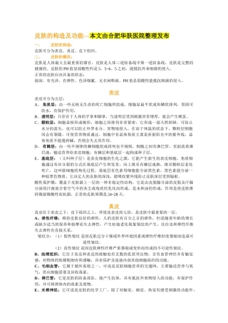 皮肤的构造及功能详解