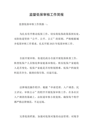 监督低保审核工作简报