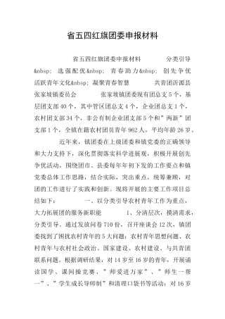 省五四红旗团委申报材料
