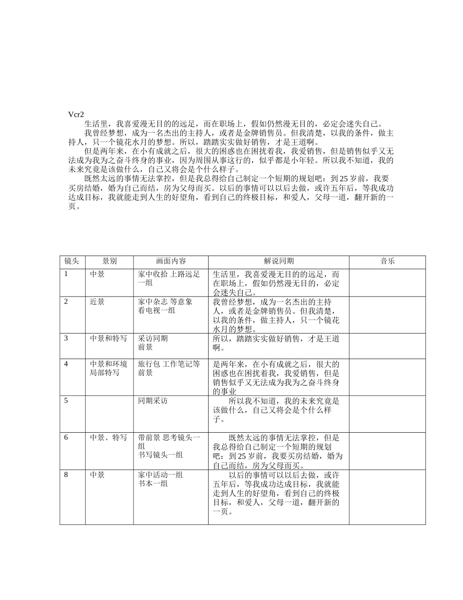 短片VCR分镜头拍摄脚本_第2页
