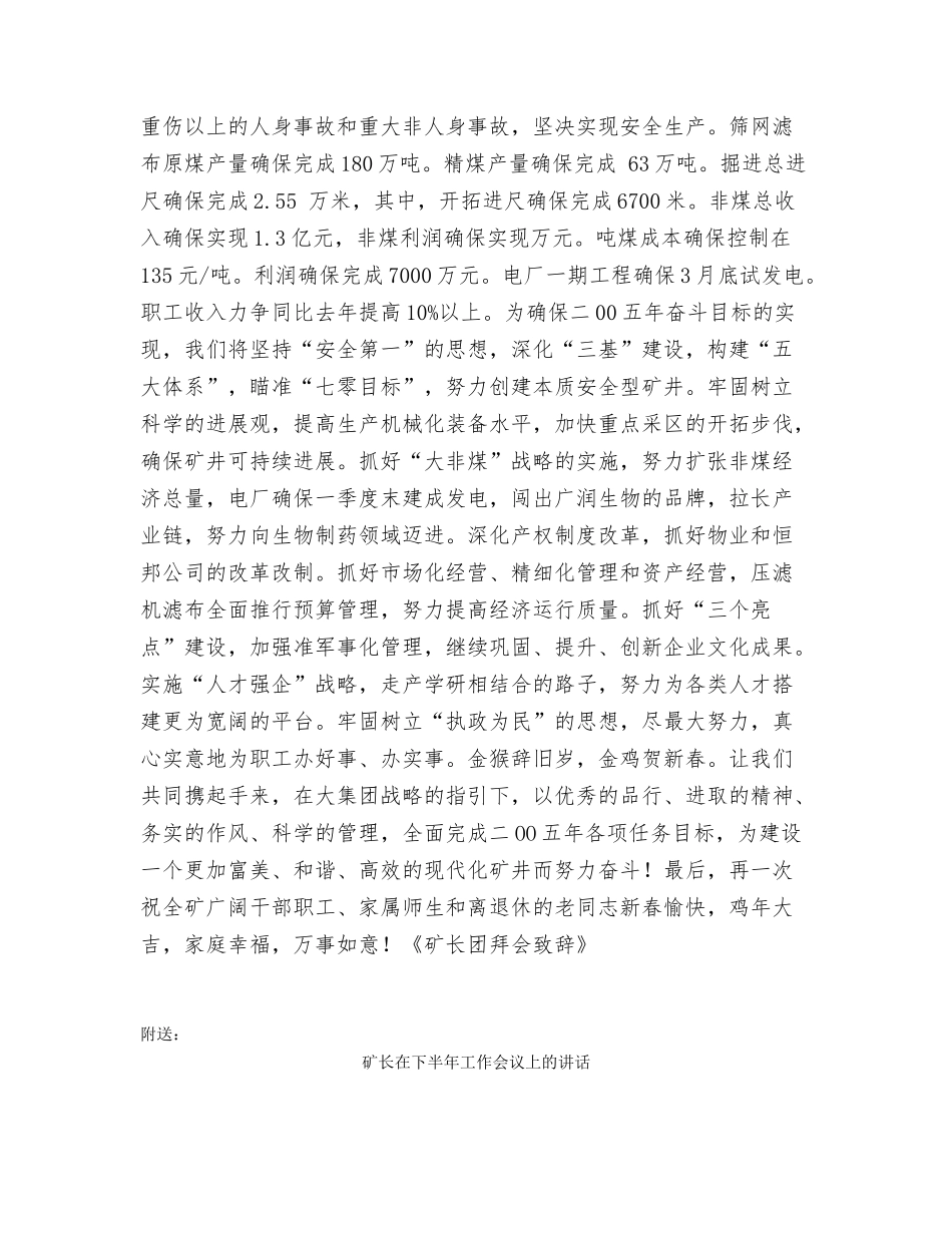 矿长团拜会致辞_第2页