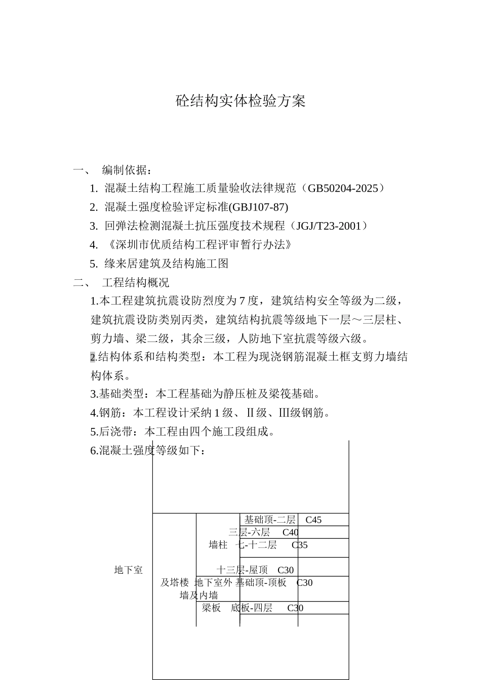 砼结构实体检验方案_第1页