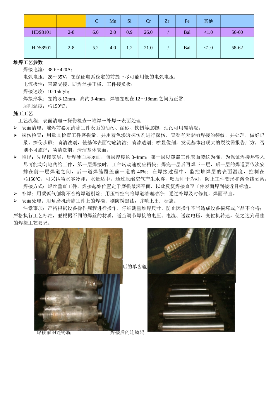 磨辊磨盘、轧辊、轴齿等硬面堆焊修复技术及施工方案_第2页