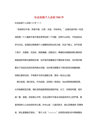 社会实践个人总结700字