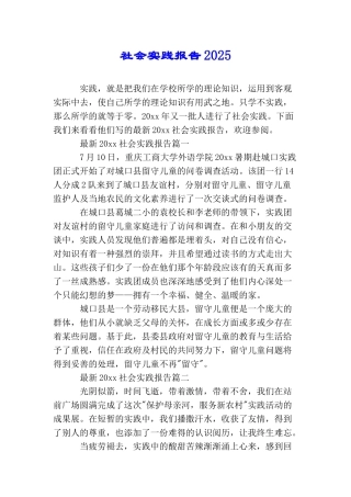 社会实践报告2025