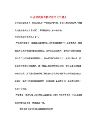 社会实践报告格式范文