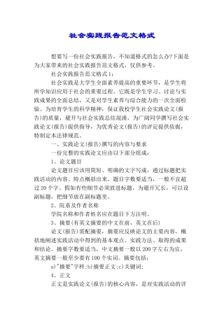 社会实践报告范文格式