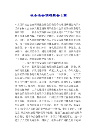 社会治安调研报告4篇