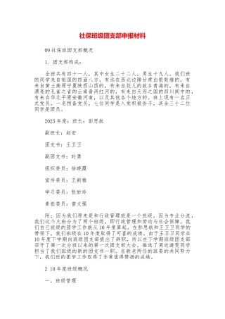 社保班级团支部申报材料