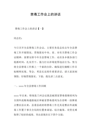 禁毒工作会上的讲话