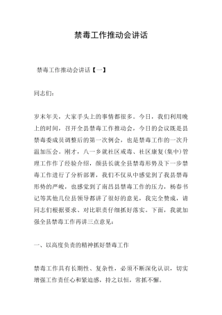 禁毒工作推进会讲话