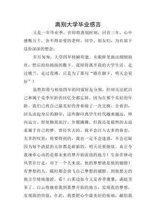 离别大学毕业感言