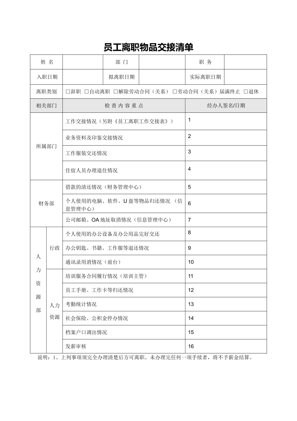 离职单交接单word格式文档模板_第2页