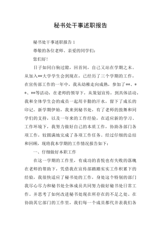 秘书处干事述职报告