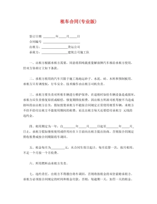 租车合同(专业版)