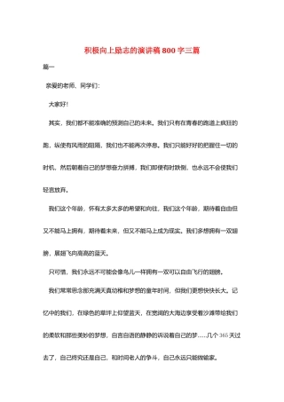 积极向上励志的演讲稿800字三篇
