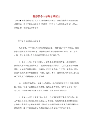 程序员个人年终总结范文