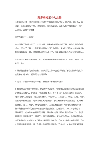 程序员转正个人总结