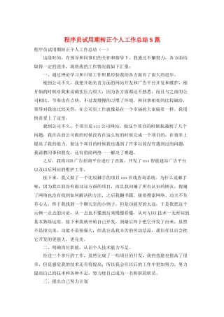 程序员试用期转正个人工作总结5篇