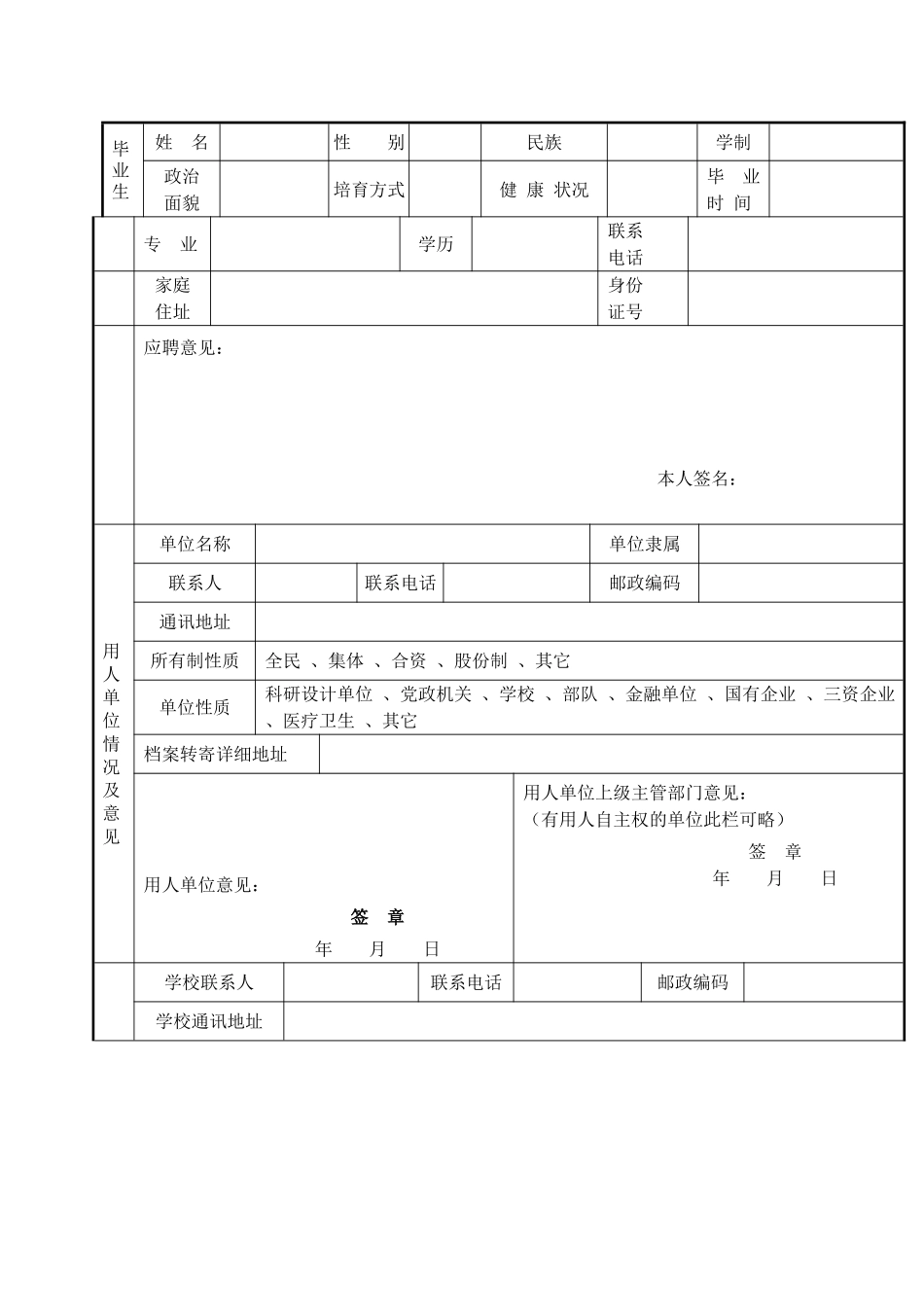 空白毕业生就业协议书_第2页