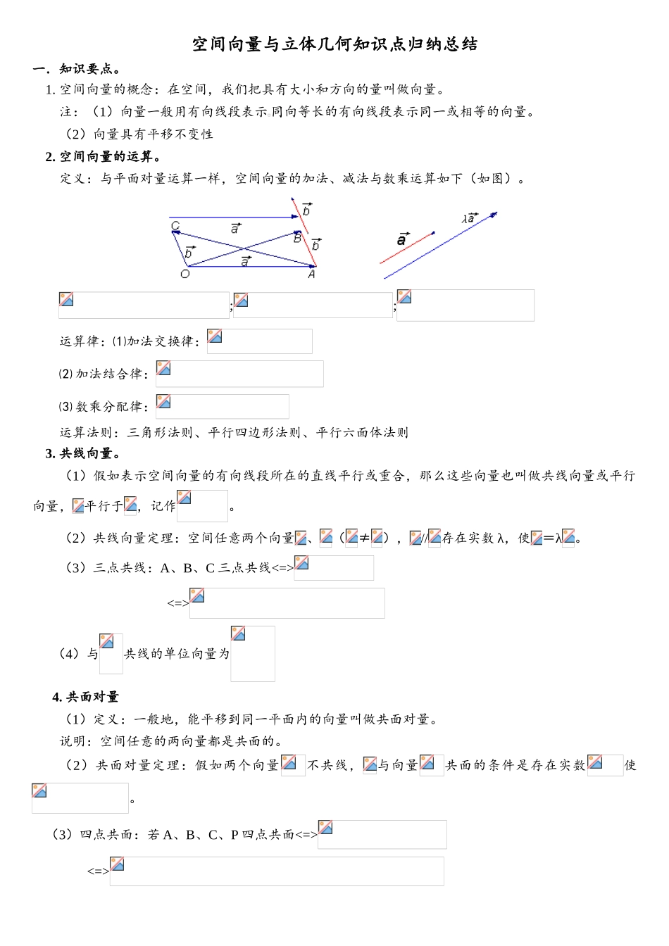空间向量与立体几何知识点归纳总结_第1页