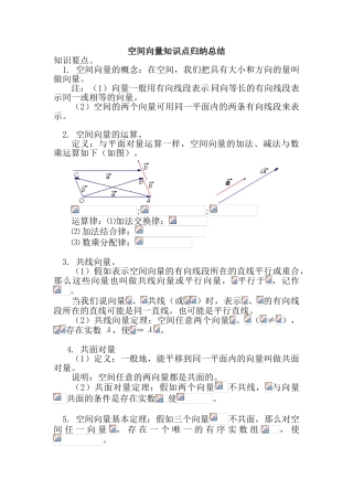 空间向量知识点归纳总结
