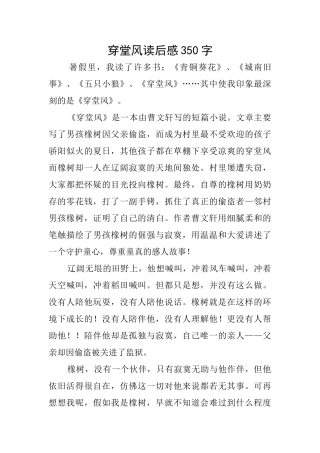 穿堂风读后感350字