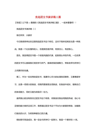 竞选团支书演讲稿三篇