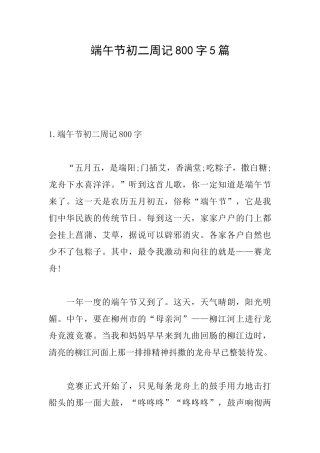 端午节初二周记800字5篇