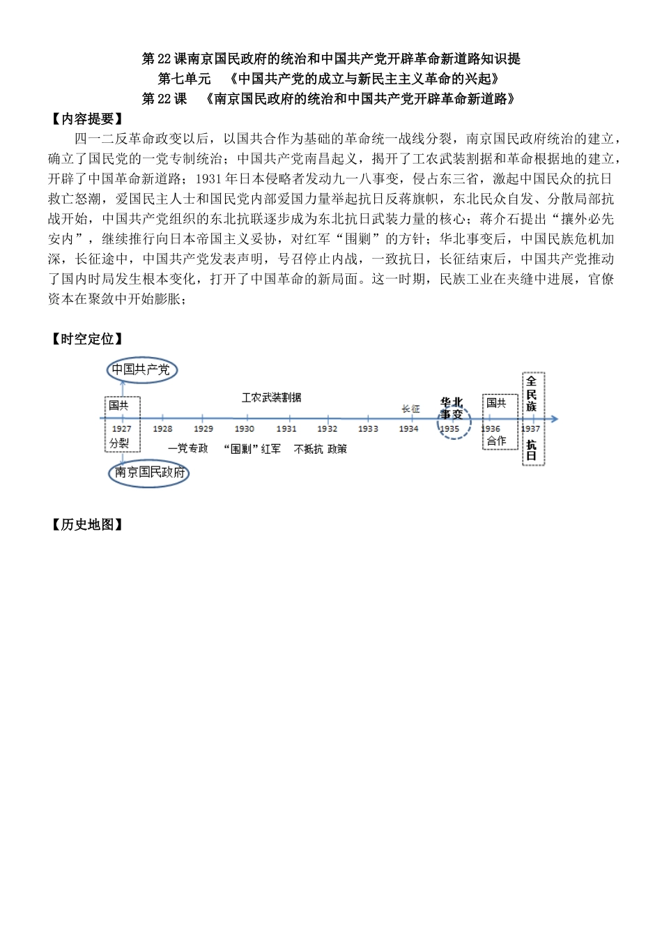 第22课南京国民政府的统治和中国共产党开辟革命新道路知识提_第1页