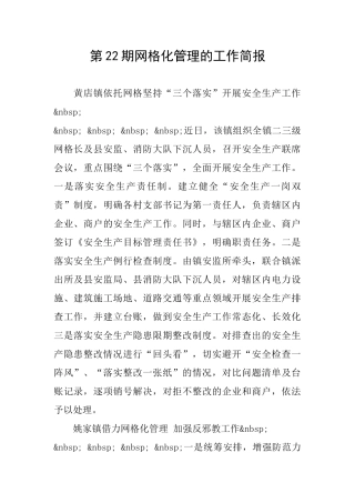第22期网格化管理的工作简报