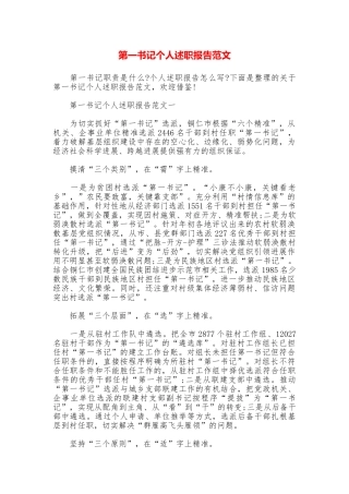 第一书记个人述职报告范文