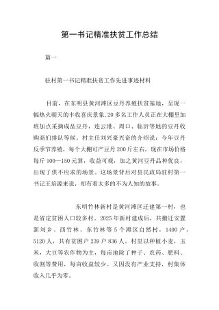第一书记精准扶贫工作总结