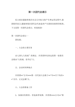 第一次团代会请示