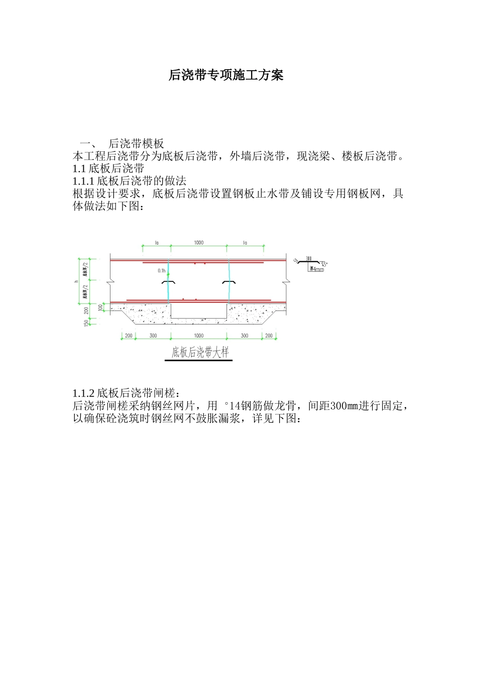 筏板基础后浇带专项施工方案_第1页