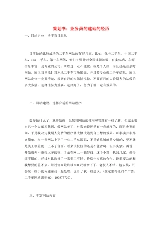 策划书：业务员的建站的经历