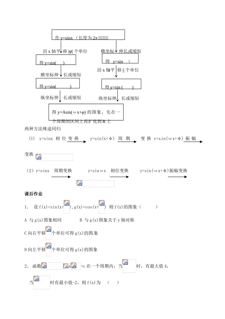 浙江省苍南县巨人中学2014-2015学年高中数学 1.5.3函数y=Asin( ) 的图象(3)导学案 新人教A版必修1_第3页
