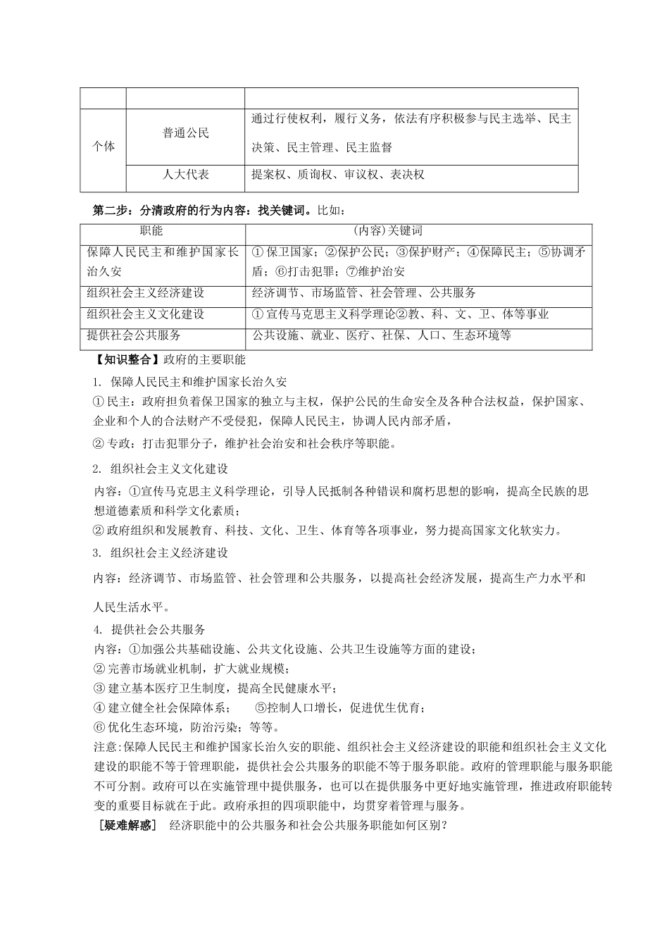 湖北省2015届高考政治一轮复习 政府的职能 管理和服务导学案_第3页