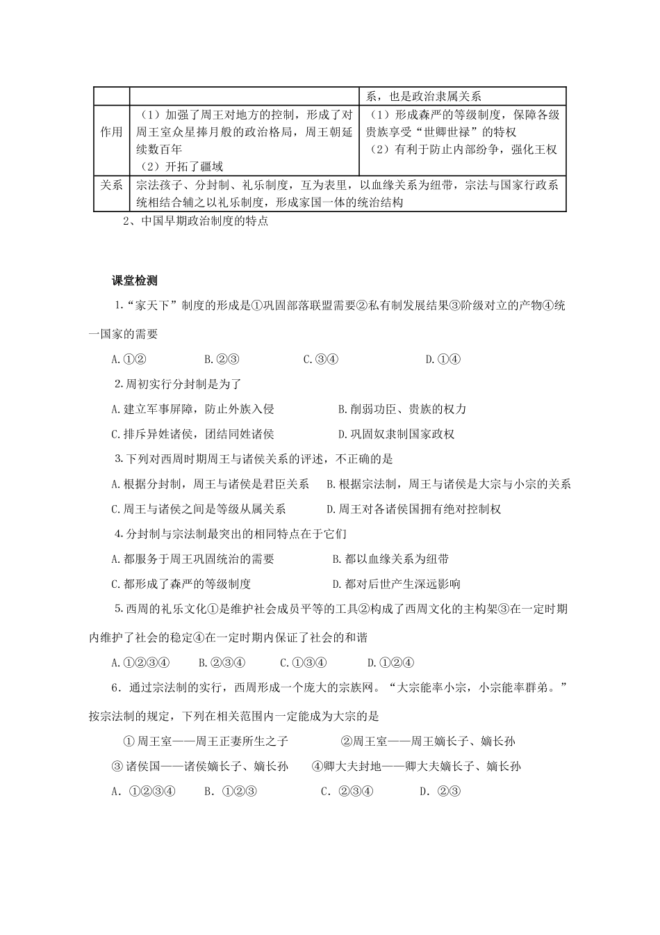 湖北省崇阳县众望高中2012高中历史 第1课《夏、商、西周的政治制度》学案 新人教版必修1_第3页