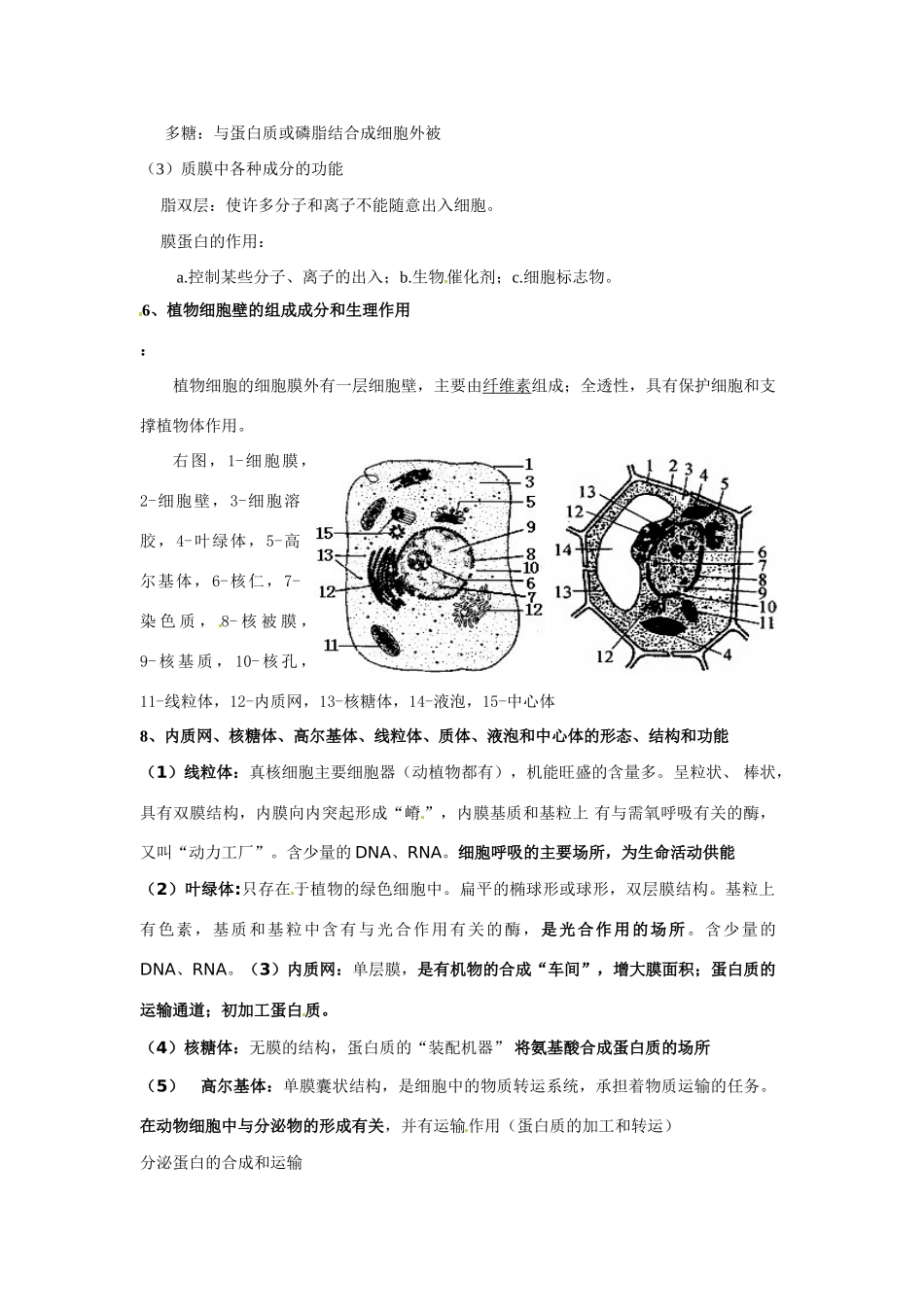 浙江省嘉兴外国语学校2014高中生物 第二章 细胞的结构知识点整理 浙科版必修1_第2页