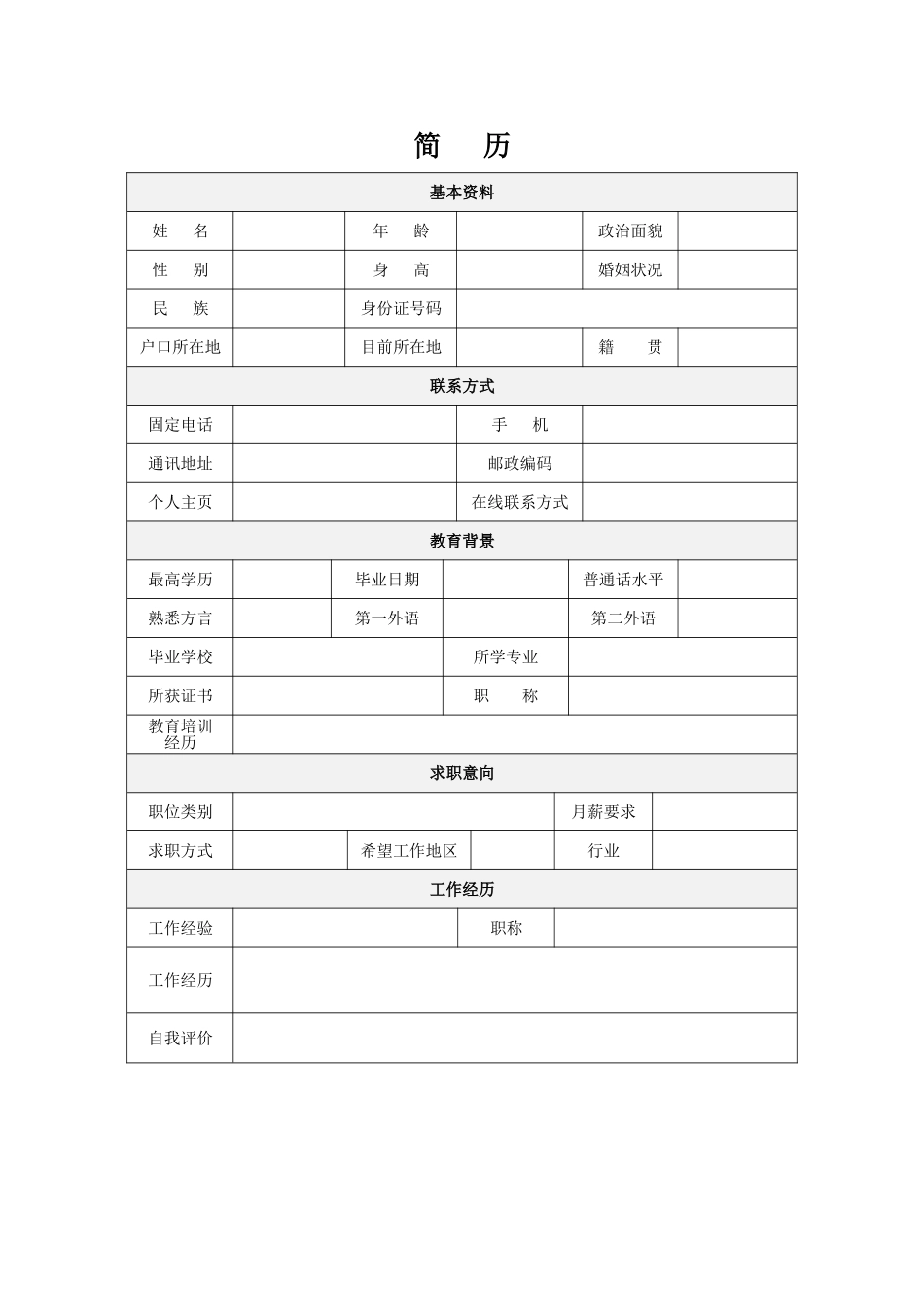 简历——【免费下载】_第1页