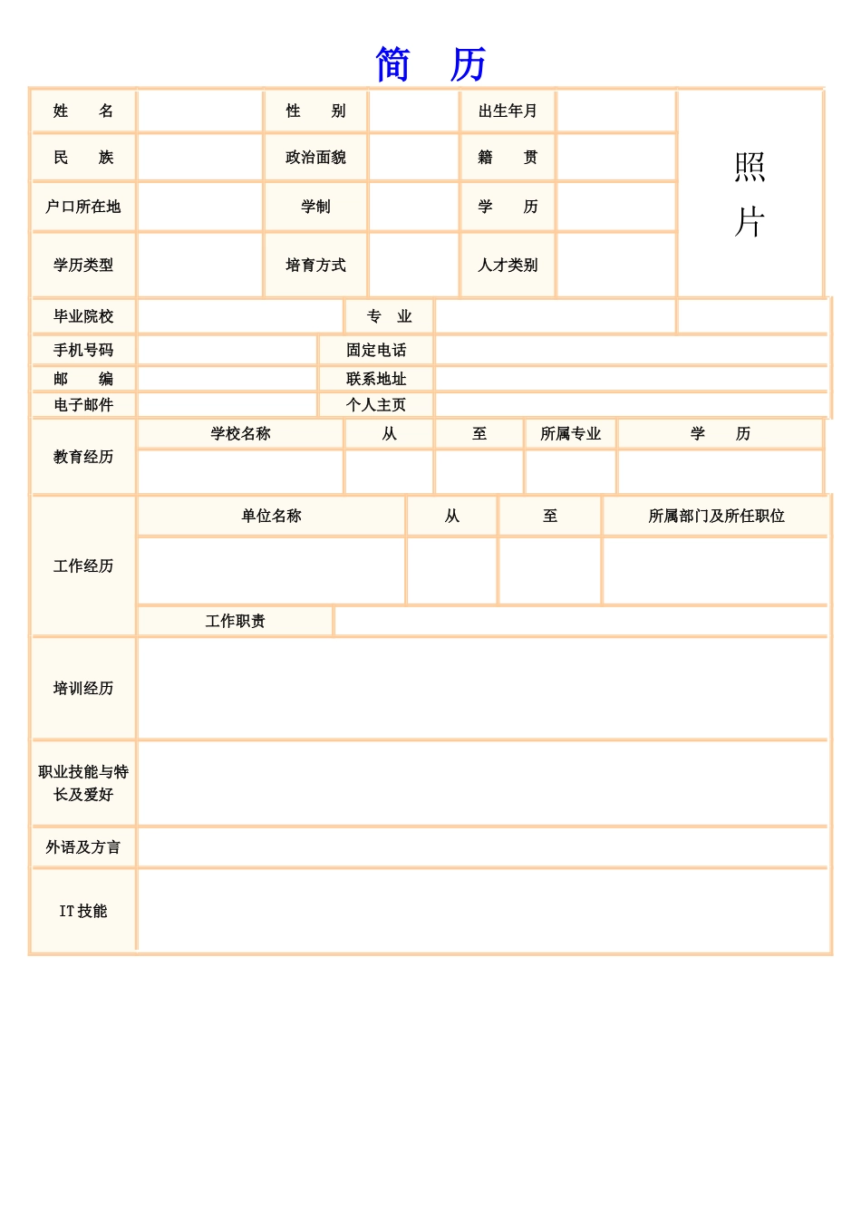 简历模板(WORD可编辑)_第1页