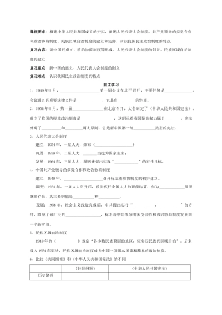 湖北省崇阳县众望高中2012高中历史 第20课《新中国的民主政治建设》学案 新人教版必修1
