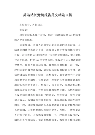 简洁站长竞聘报告范文精选3篇