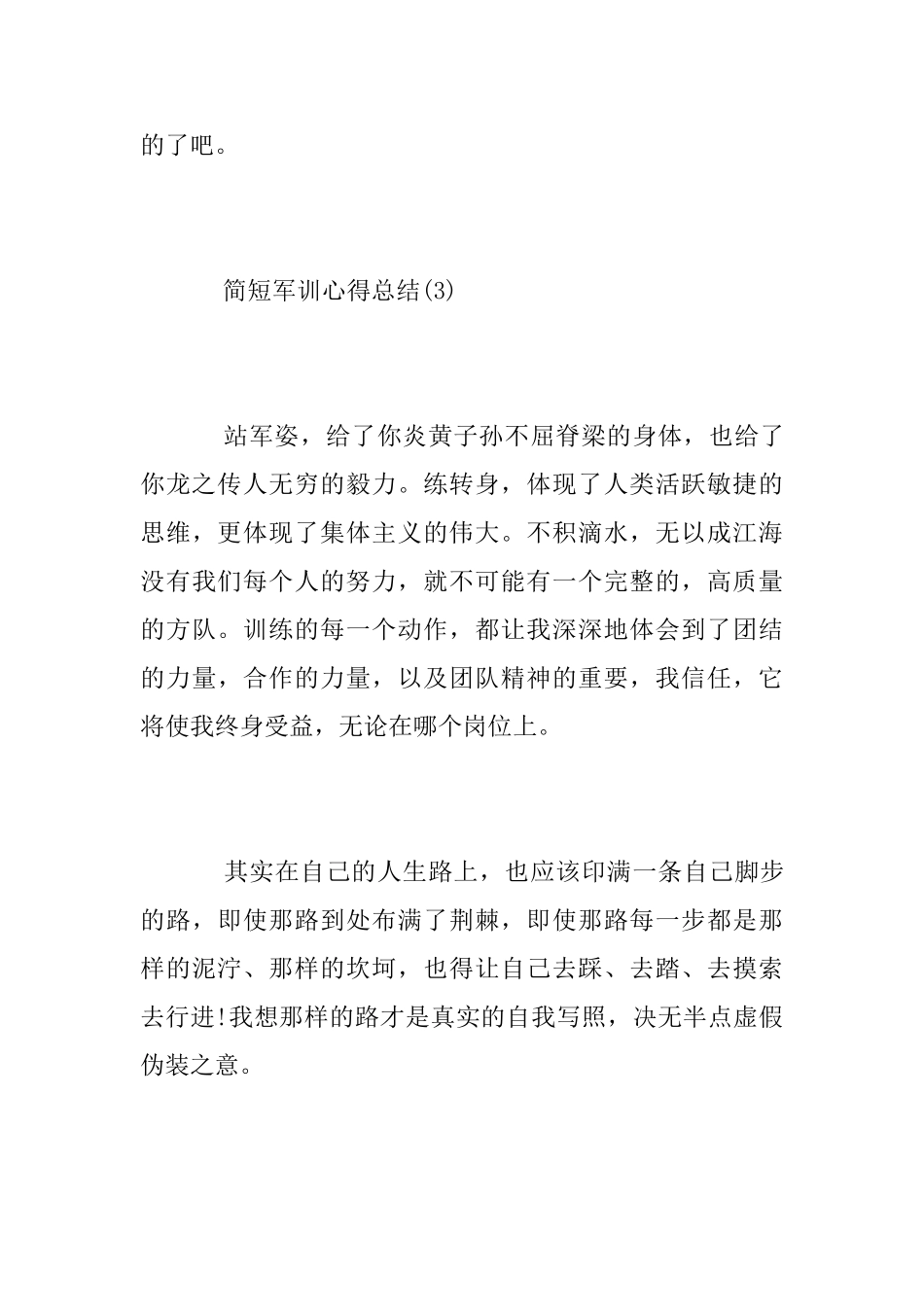 简短军训心得总结_第3页