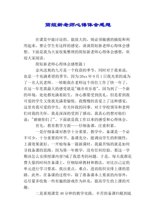 简短新老师心得体会感想