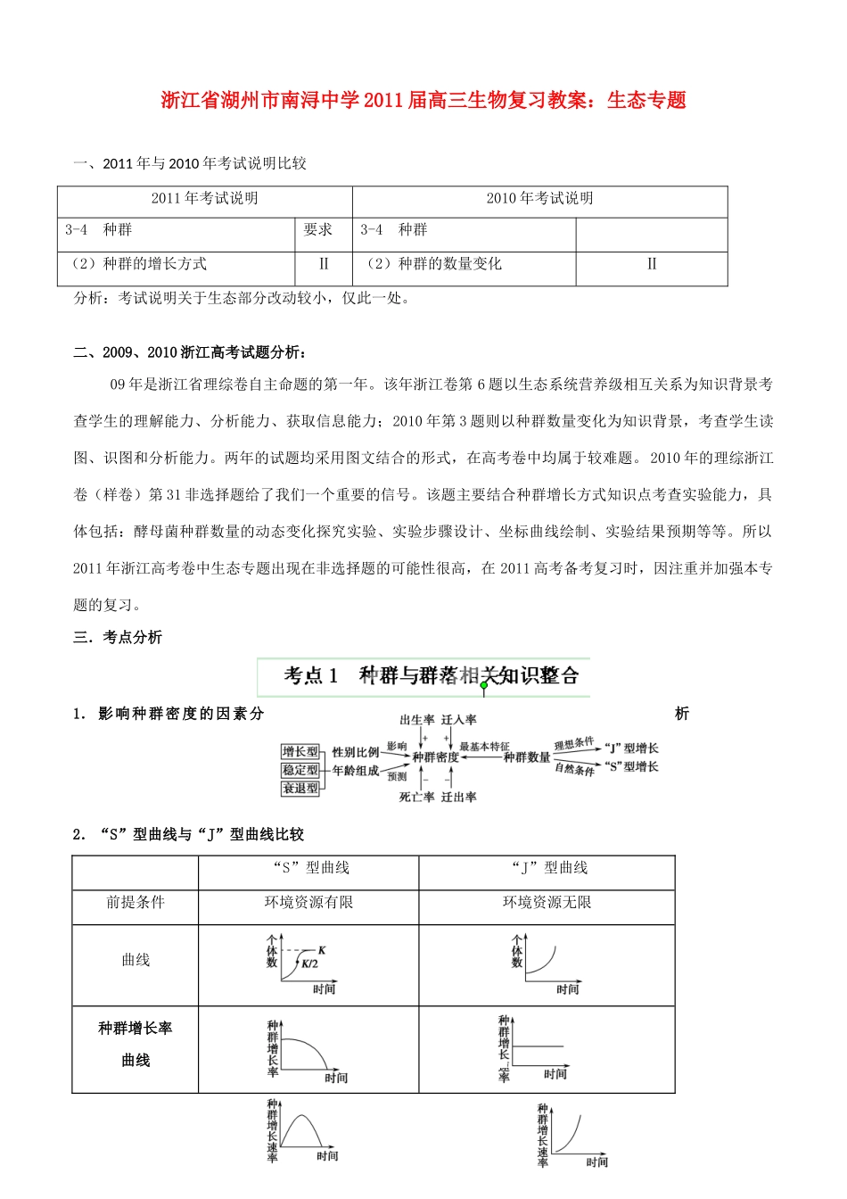 浙江省湖州市南浔中学2011届高三生物 生态专题复习教案_第1页